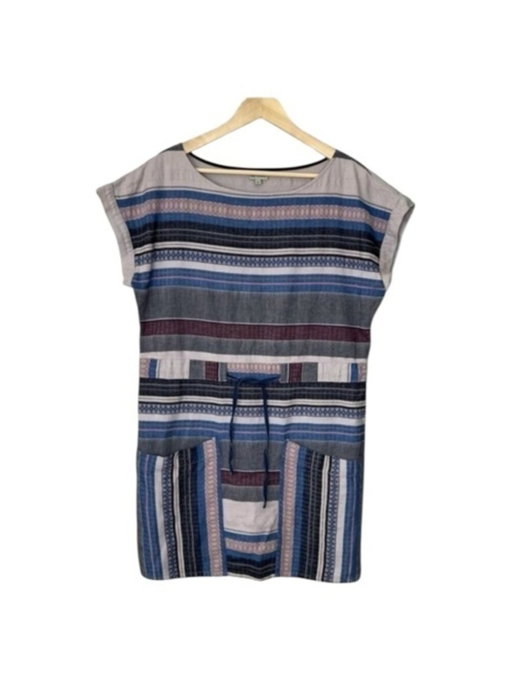Boho Striped Casual Dress in blues